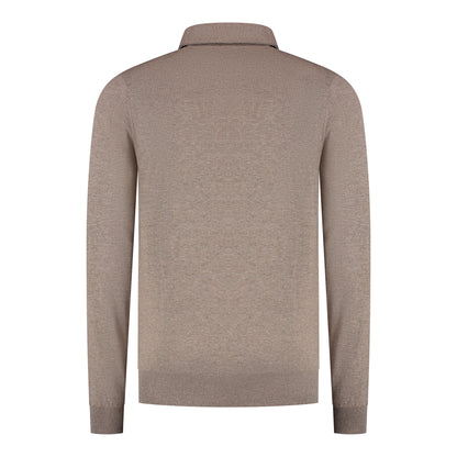 Poloshirt Long Sleeve Taupe