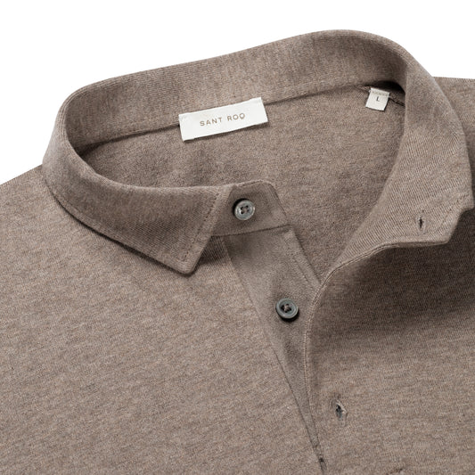 Poloshirt Long Sleeve Taupe